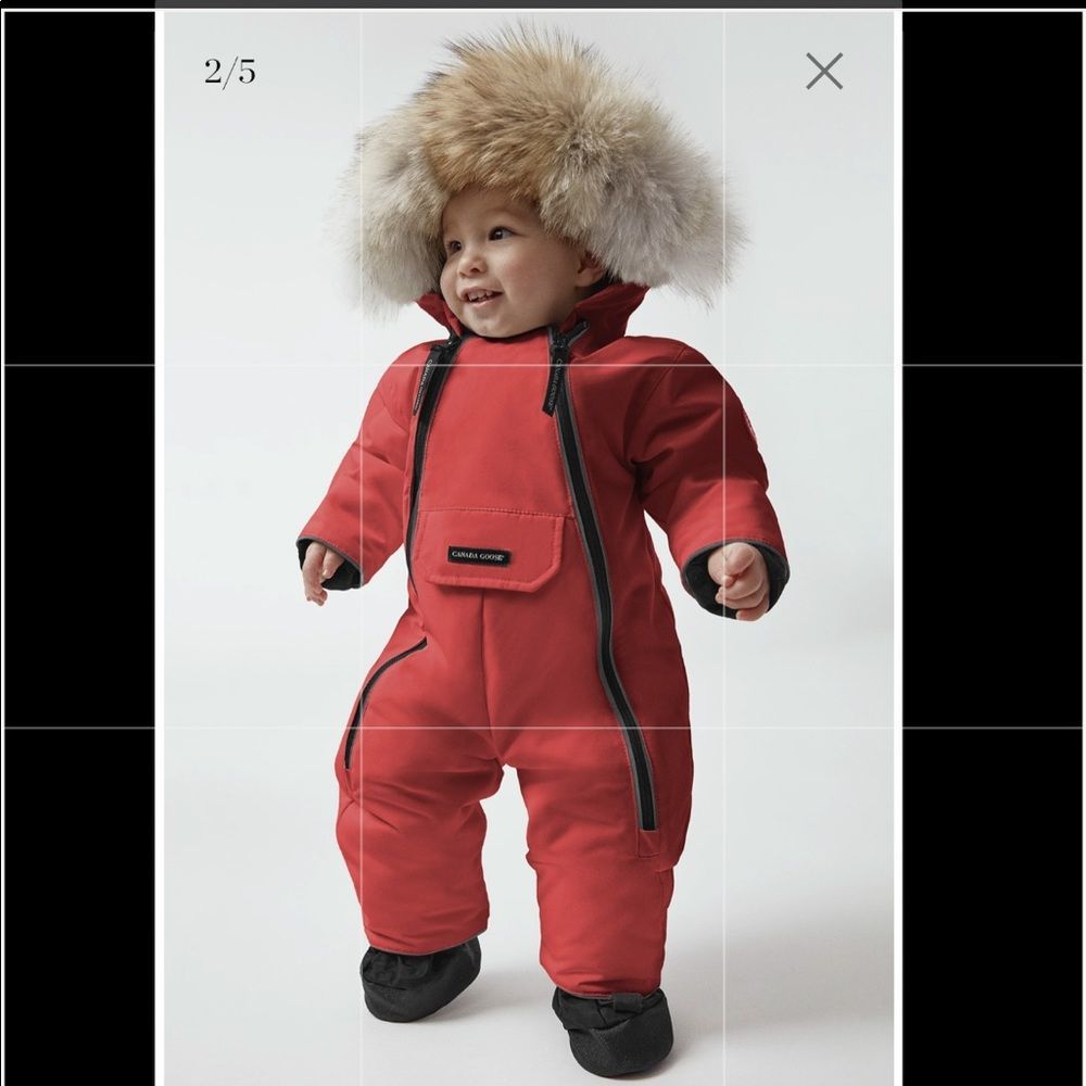 Canada Goose Red Kids Jacket with Fur Trim